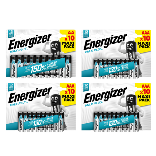 Energizer AA & AAA Max Plus Alkaline Batteries - 10x AA and 30x AAA