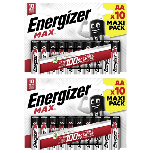 2x Energizer AA Max Alkaline Batteries - Pack of 10 (20x Batteries in total)