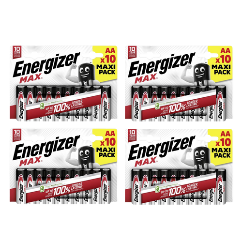 4x Energizer AA Max Alkaline Batteries - Pack of 10 (40x Batteries in total)