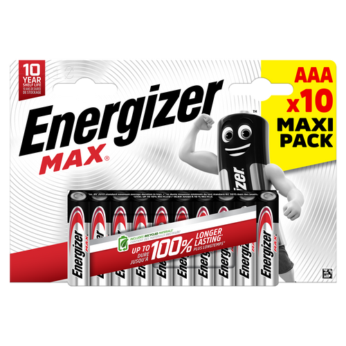 Energizer AAA Max Alkaline Batteries - Pack of 10