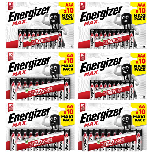 Energizer AA & AAA Max Alkaline Batteries - 30x AA & 30x AAA (60x Batteries in total)