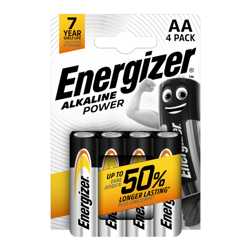 Energizer Alkaline Power AA Batteries - Pack of 4