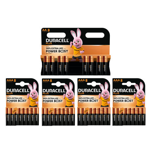 Duracell Plus With Power Boost Actives Alkaline Batteries - Pack of 40 (8x AA & 32x AAA)