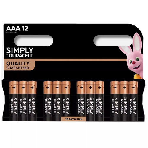 Duracell Simply Alkaline Power AAA Batteries, 12 Pack, MN1500B12SIMPLY