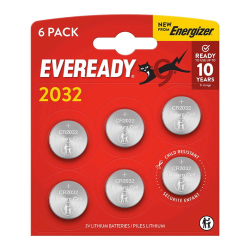 Eveready CR2032 Lithium Coin Batteries - Pack of 6