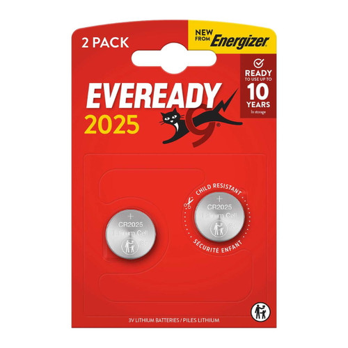 Eveready CR2025 Lithium Coin Batteries - Pack of 2