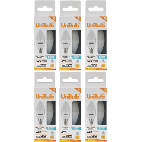 UniBulb LED Candle E14 (SES) 470lm 4.2W 6500K (Daylight) Light bulb - Pack of 8 front