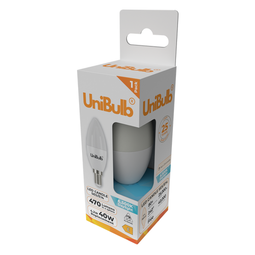 UniBulb LED Candle E14 (SES) 470lm 4.2W 6500K (Daylight) Light bulb - Pack of 12 side