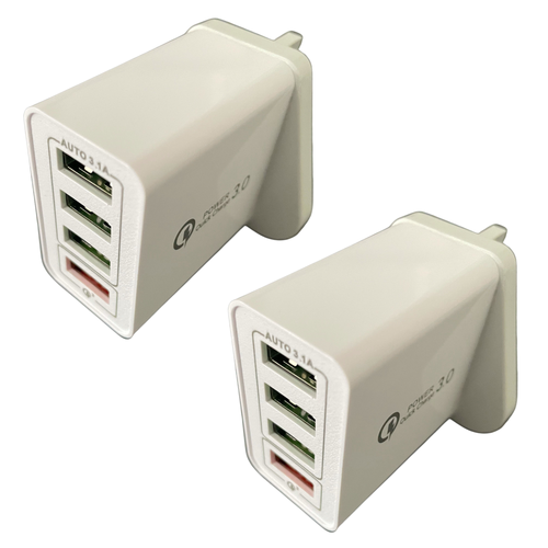 white USB Wall charger with QC 3.0 fast charge port