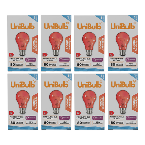 UniBulb B22 Fireglow Red Bulb 390lm 40W - Pack of 1 front