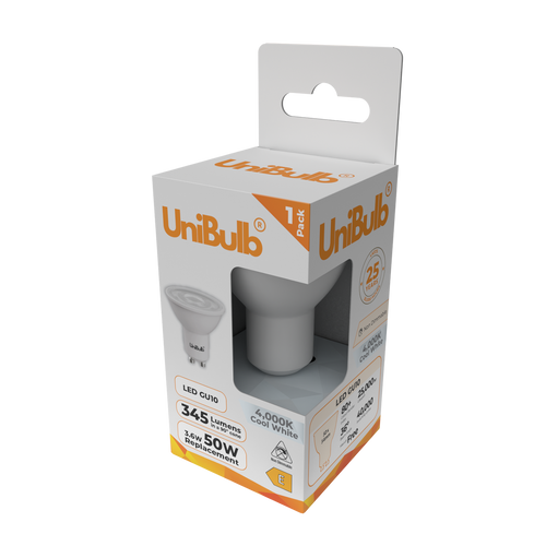 UniBulb LED GU10 345lm 3.6W 4000K (Cool White) Light Bulb - Pack of 1 side