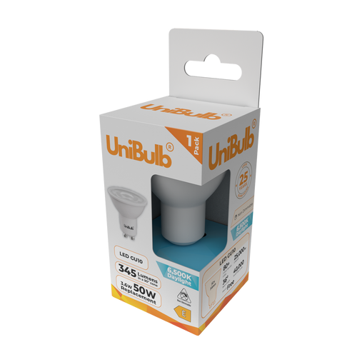 UniBulb LED GU10 345lm 3.6W 6500K (Daylight) Light Bulb - Pack of 1 bulb side