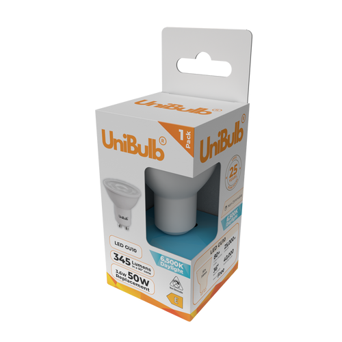 UniBulb LED GU10 345lm 3.6W 6500K (Daylight) Light Bulb - Pack of 1 bulb side