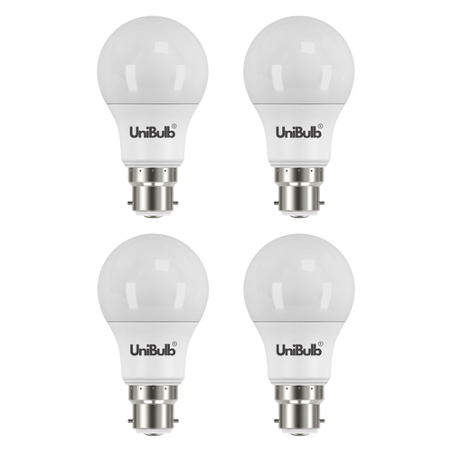 UniBulb LED GLS B22 806lm 7.3W 3000K (Warm White) Light bulb - Pack of 4 front