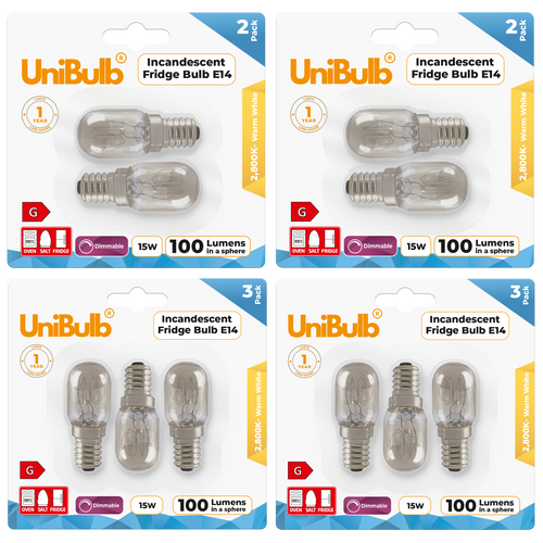 UniBulb Pygmy E14 100lm 15W 2800K (Warm White) Light Bulbs - Pack of 10