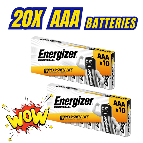 2x Energizer AAA Industrial Batteries - Pack of 10