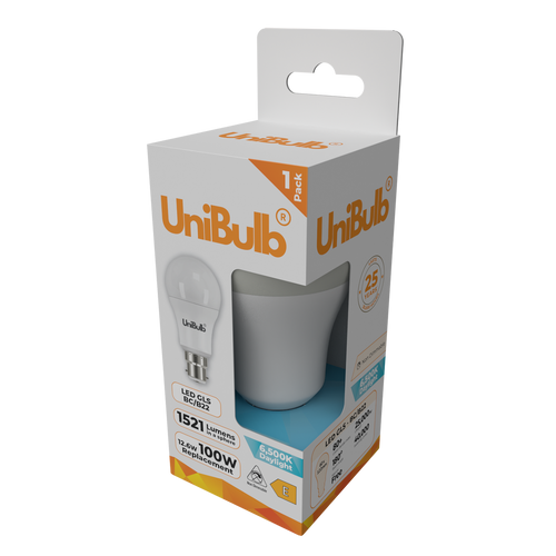 UniBulb LED GLS B22 1521lm 12.6W 6500K (Daylight) Light Bulb - Pack of 1 side