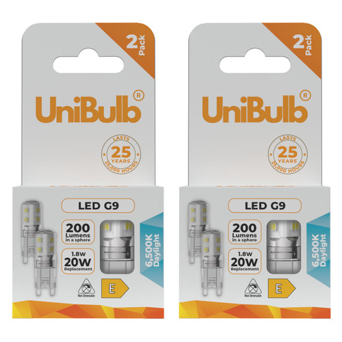 UniBulb LED G9 Bulb 200lm 1.8W 6500K (Daylight) Light bulb - Box of 2 front