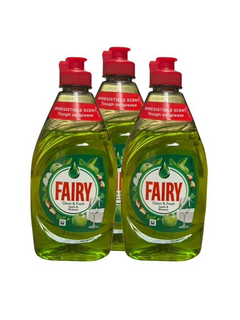 3x Fairy Apple & Rhubarb Washing Up Liquid 320ml – Fresh Fruity Scent