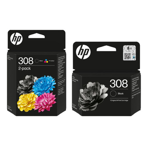 HP 308 Black & Colour Genuine Ink Cartridge Combo pack 7FP21UE 7FP20UE 6L6S6UE