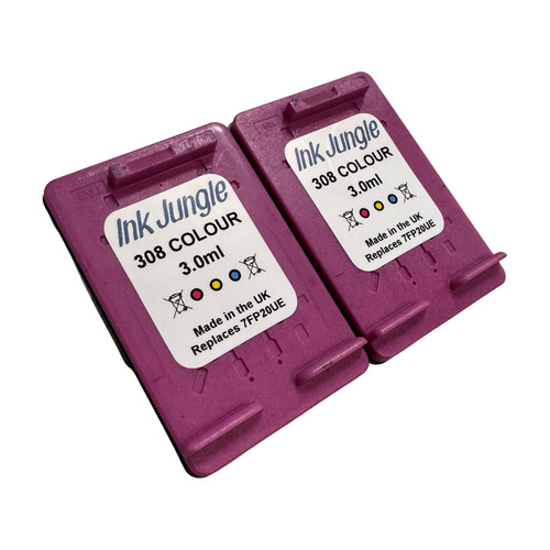 2x HP 308 Colour Refilled Ink Cartridges