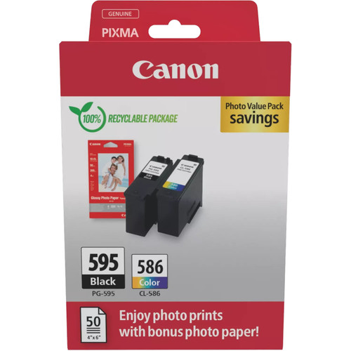 Canon PG595 Black & CL586 Colour Ink Cartridge Photo Value Pack