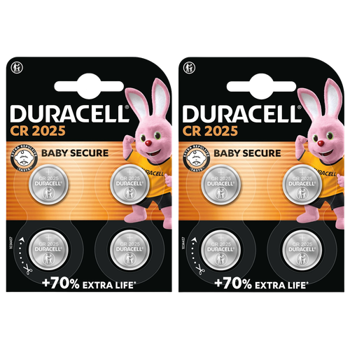 Duracell CR2025 Lithium Coin Cell Button Battery - Pack of 8