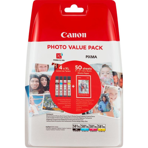 Canon Original CL581XL Cyan Magenta Yellow Black Ink Cartridge Combo Pack 2052C004