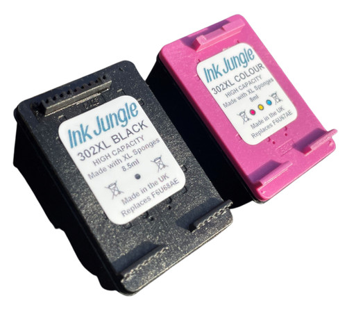 Refilled HP 302XL Black and Colour Ink Cartridge F6U68AE F6U67AE