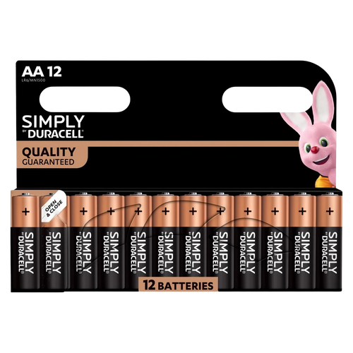 Duracell Simply Alkaline Power AA Batteries, 12 Pack, MN1500B12SIMPLY Duracell Simply Alkaline Power AA Batteries, 12 Pack, MN1500B12SIMPLY