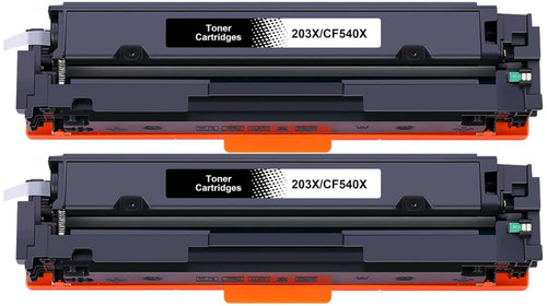 2x Ink Jungle HP 203X CF540X Black compatible laser toner cartridges with chip for HP LaserJet Pro M281fdn M254dw M281fdw M280nw Printers