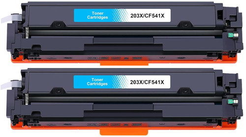 2x Ink Jungle HP 203X CF541X Cyan compatible laser toner cartridges with chip HP LaserJet Pro M281fdn M254dw M281fdw M280nw Printers.
