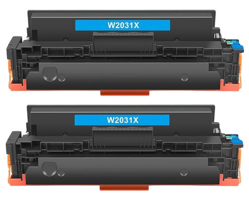 2x Ink Jungle HP 415X W2031X Cyan compatible laser toner cartridge with chip for HP Laserjet M455dn M480f M479dw M479fdn M479fdw M479fnw M454dn M454dw Printers