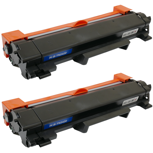 2x Compatible Brother TN2420 Black laser toner cartridges with chip for Brother DCP-L2510D, Brother DCP-L2530DW, Brother DCP-L2550D, Brother DCP-L2550DN, Brother HL-L2310D, Brother HL-L2350DW, Brother HL-L2370DN, Brother HL-L2370DW, Brother HL-L2370DW XL, Brother HL-L2375DW, Brother MFC-L2710DN, Brother MFC-L2710DW, Brother MFC-L2730DW, Brother MFC-L2750DW Printers