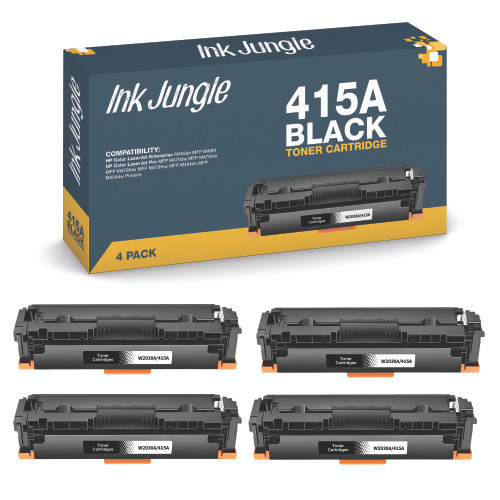 4x Ink Jungle HP 415A W2030A Black compatible laser toner cartridges with chip