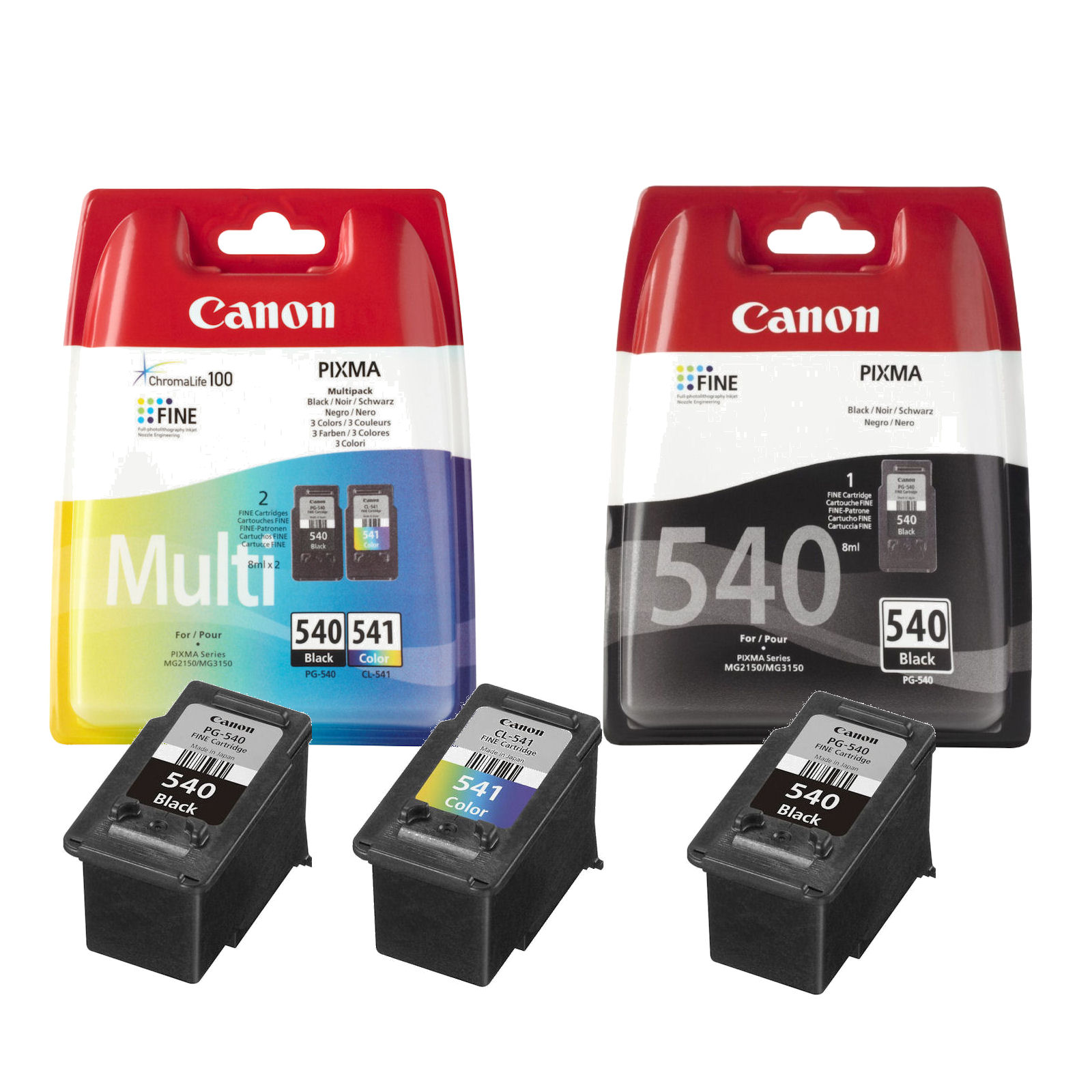 2x Original Canon PG540 Black and 1x CL541 Colour Ink Cartridge