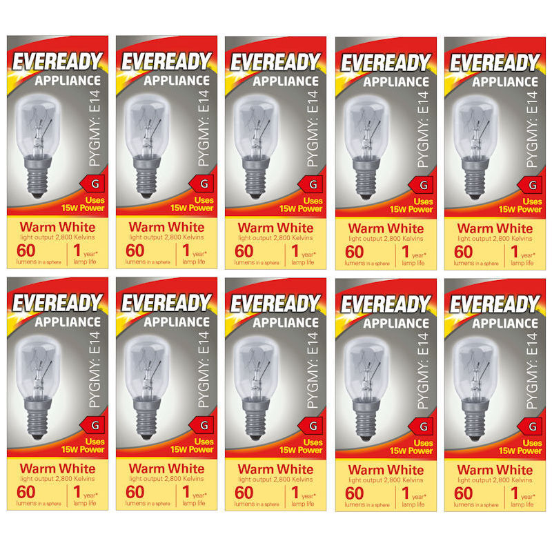 Eveready Pygmy E14 Light Bulb 60lm 15W 2800K (Warm White) - Pack of 10