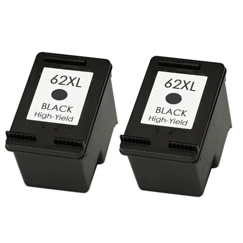 2x HP 62XL Black Refilled Ink Cartridges C2P05AE