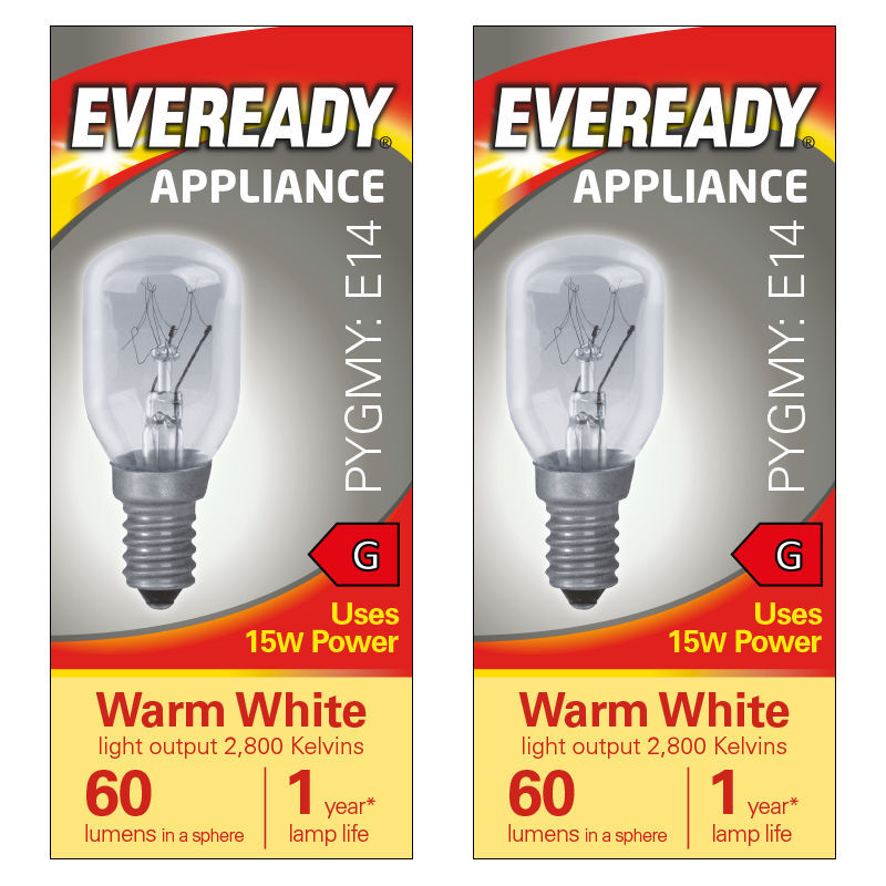 Eveready Pygmy E14 Light Bulb 60lm 15W 2800K (Warm White) - Pack of 2