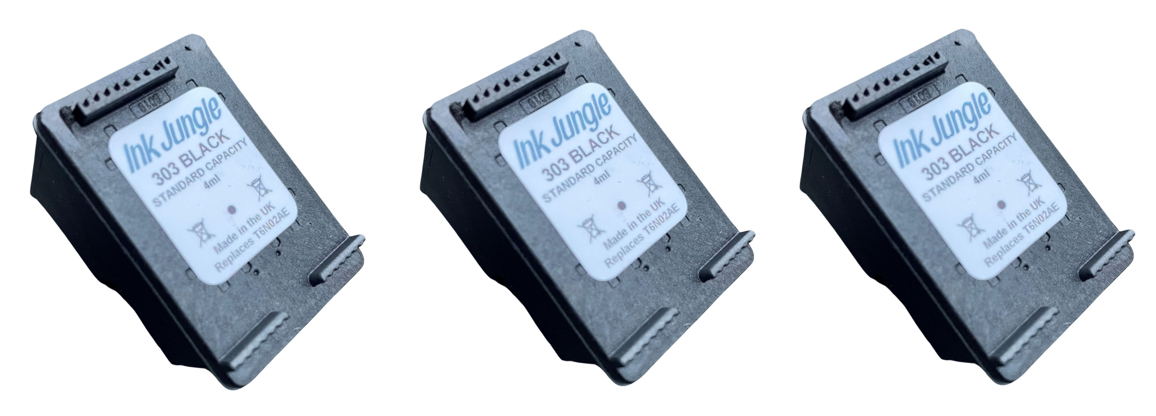 3x HP 303 Black Ink Cartridges T6N02AE