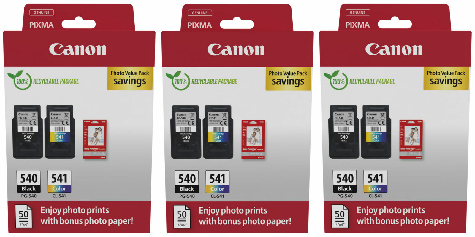 Canon PG540 Black CL541 Colour Ink Cartridge 5225B013AA photo value pack