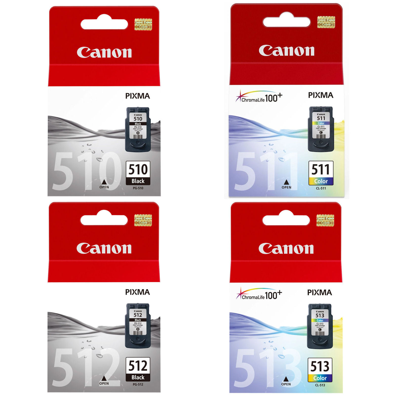 Original Canon PG510 CL511 PG512 CL513 Black Colour Ink Cartridges