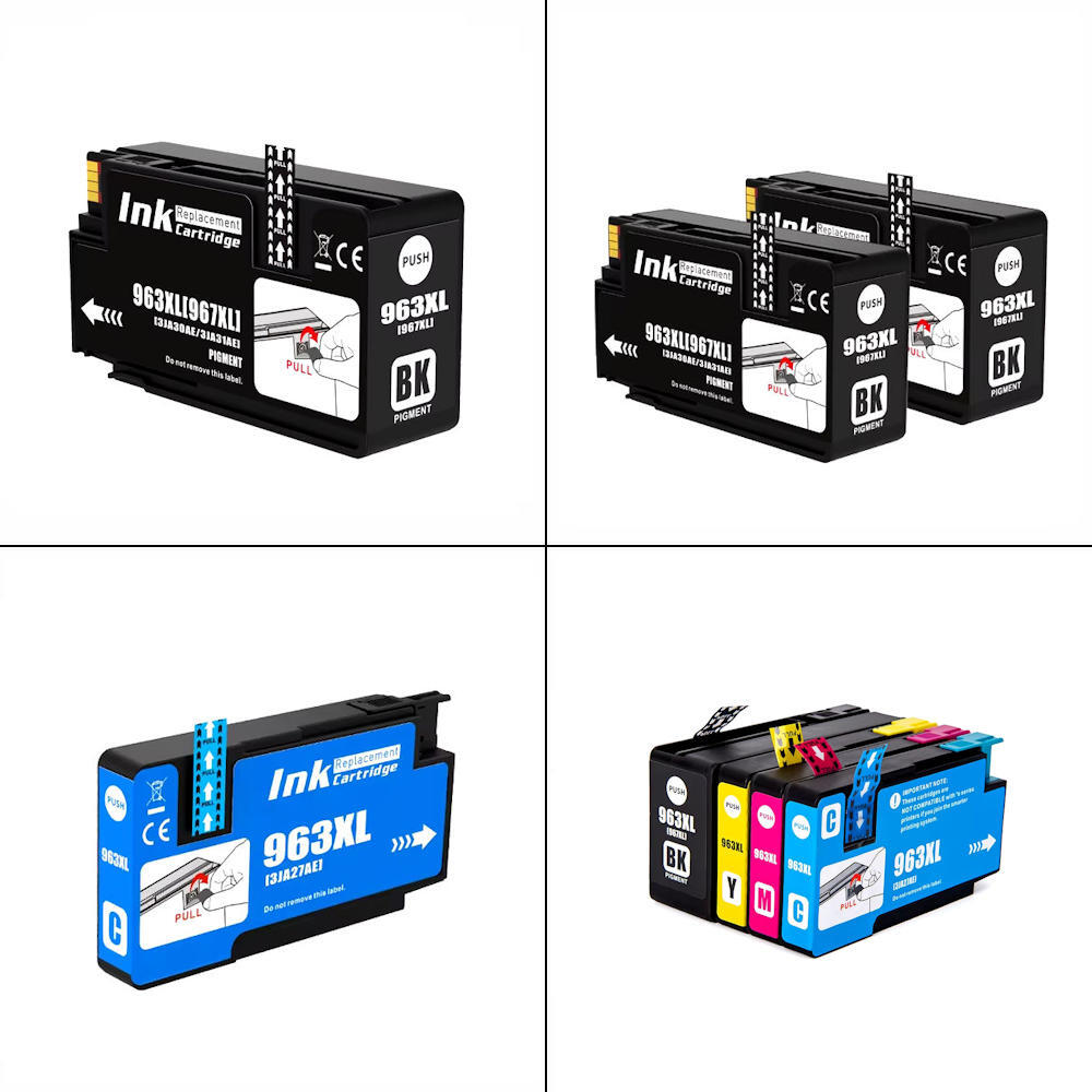 Set of 4 HP 963XL Black Cyan magenta yellow Compatible Ink Cartridges for HP OfficeJet Pro 9010 9010e 9012 9012e 9014 9014e 9015 9015e 9016 9019 9019e 9020 9022 9022e 9025 9025e Printers