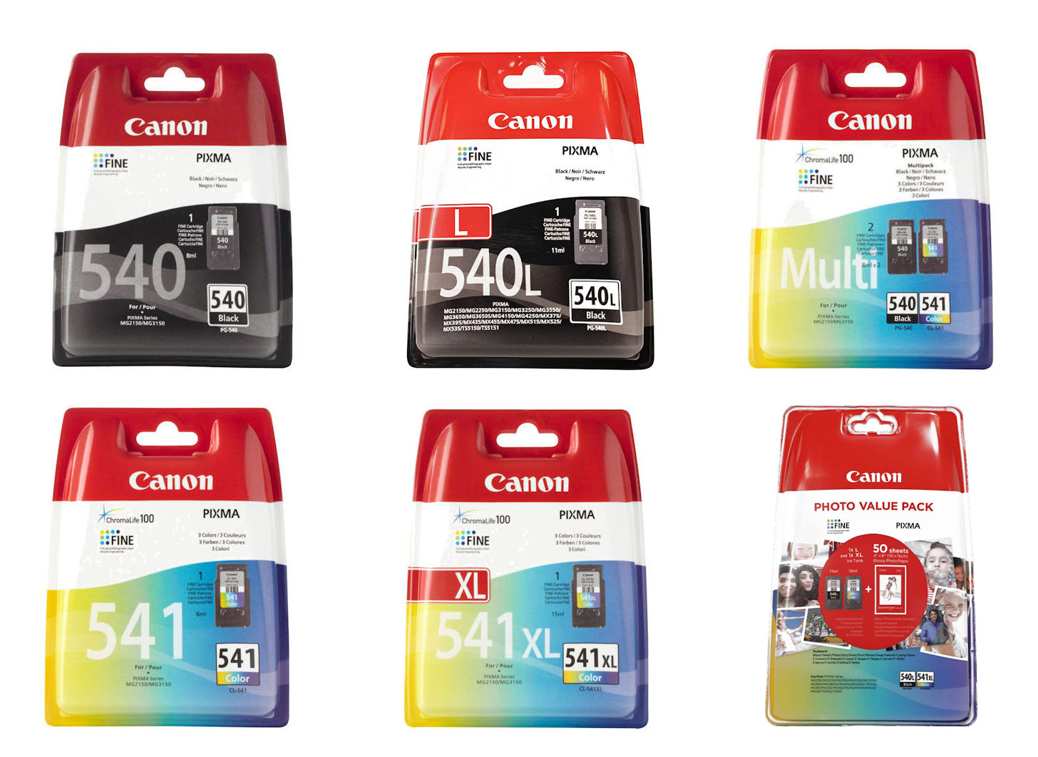 Original Canon PG540 Black CL541 Colour ink cartridges CL541XL PG540L 