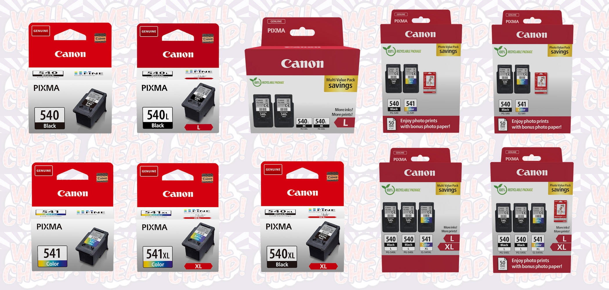 Original genuine Canon PG540 black CL541 Colour PG540L CL541XL ink cartridges