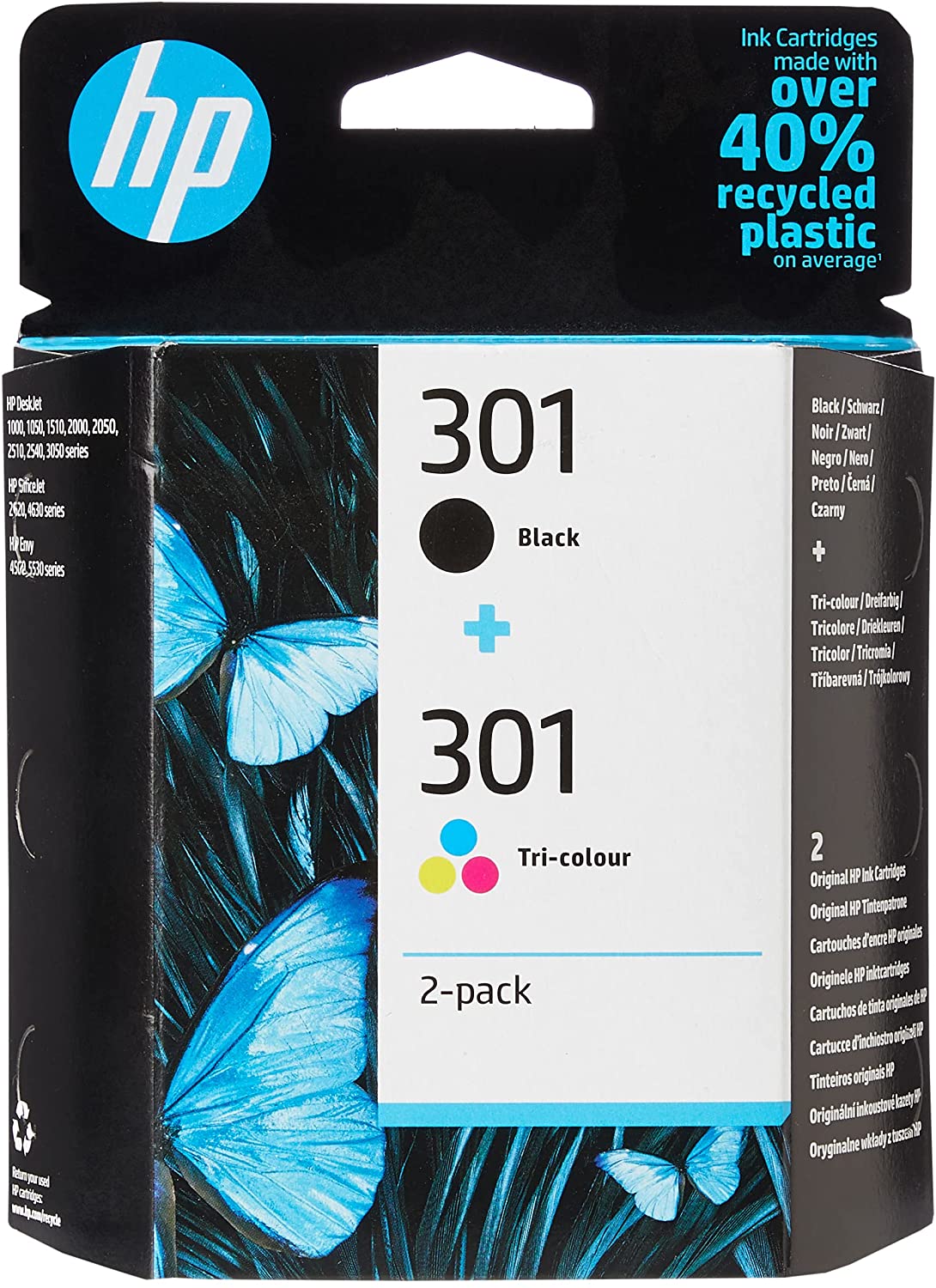 Original HP 301 Black and colour ink cartridge combo pack n9j72ae ch561ee ch562ee