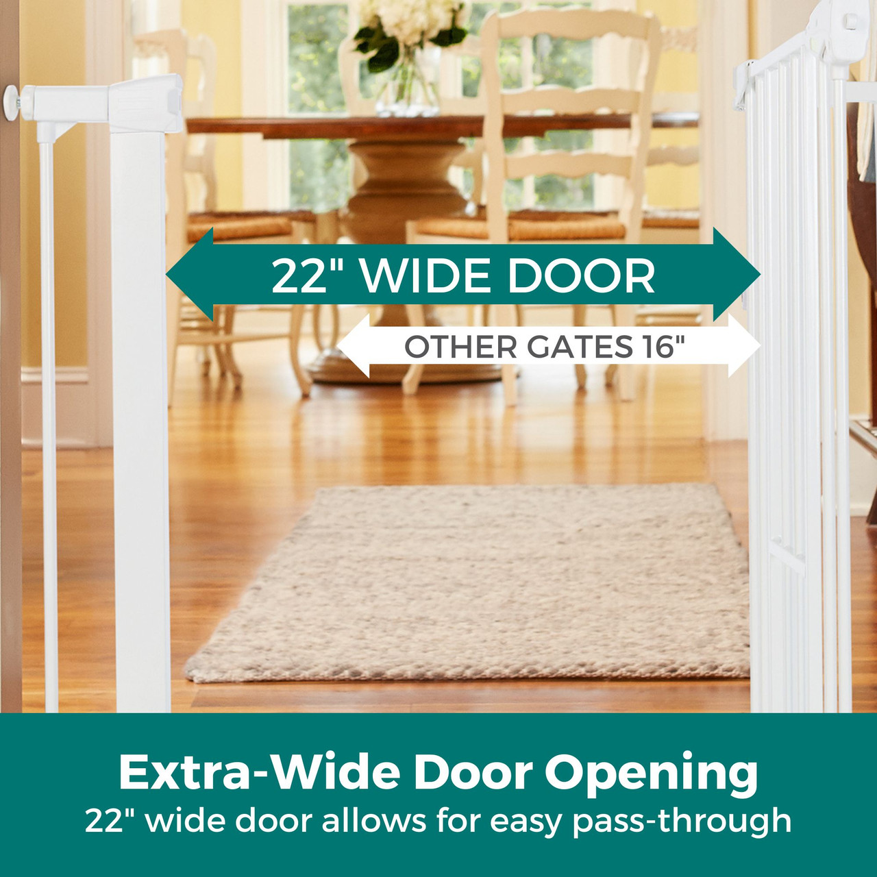 North States MyPet Wide Walk Thru EasyPass Pet Gate® with Auto