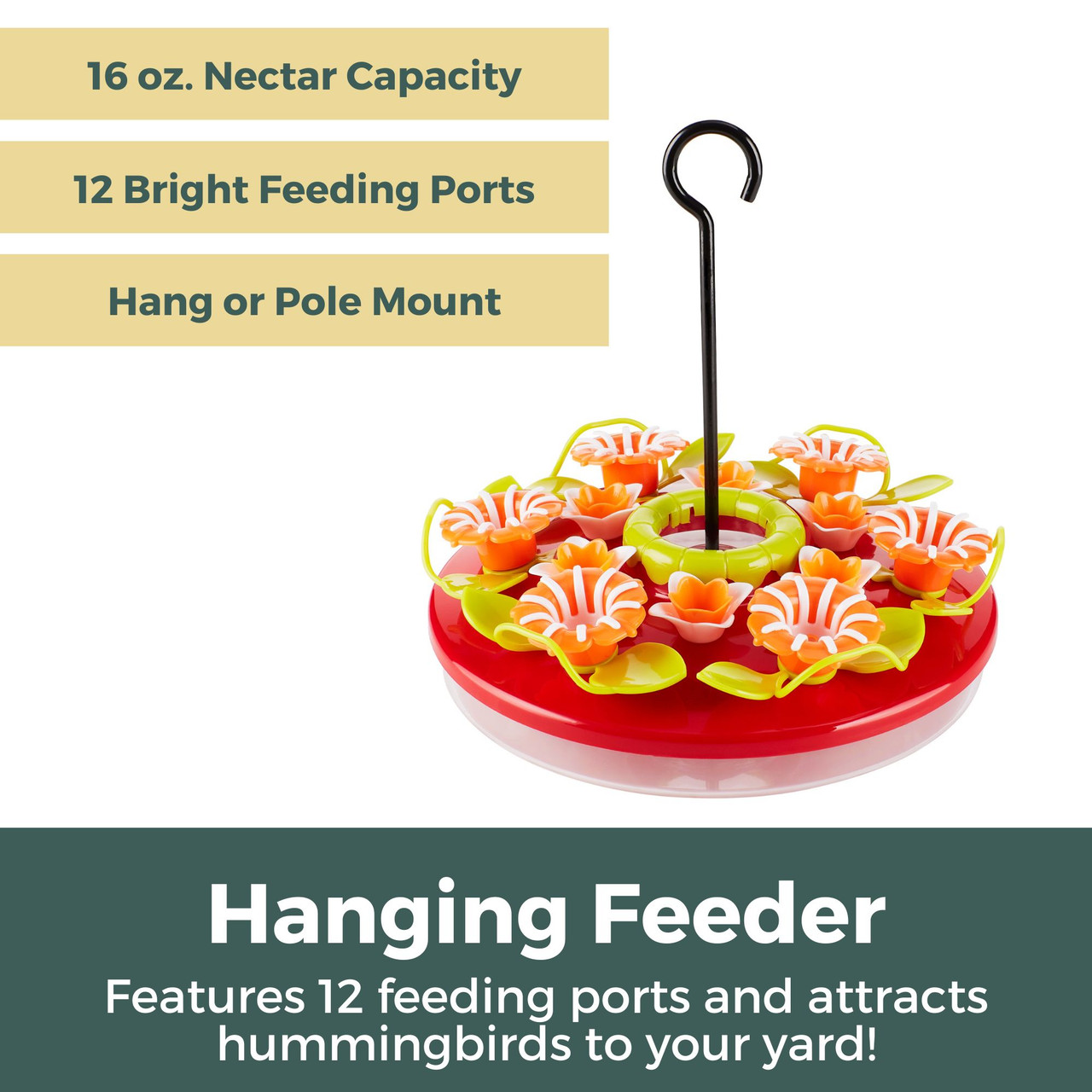 North States Nature's Yard Hanging Tray 16 oz. Hummingbird Feeder