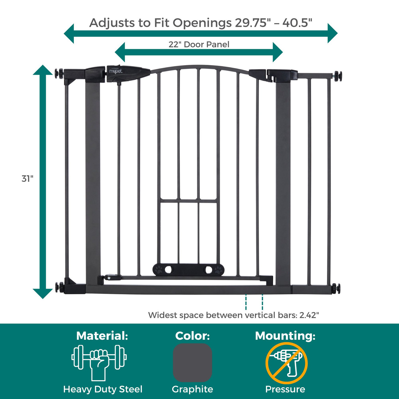 North States MyPet Wide Deco EasyPass Pet Gate® - North States