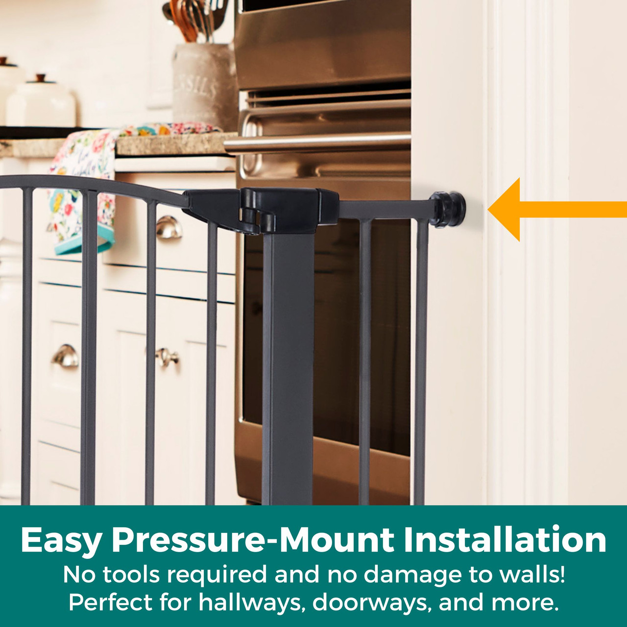 North States MyPet Wide Deco EasyPass Pet Gate® with Auto Close